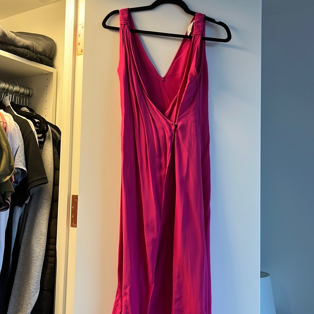 Magenta silk wrap dress